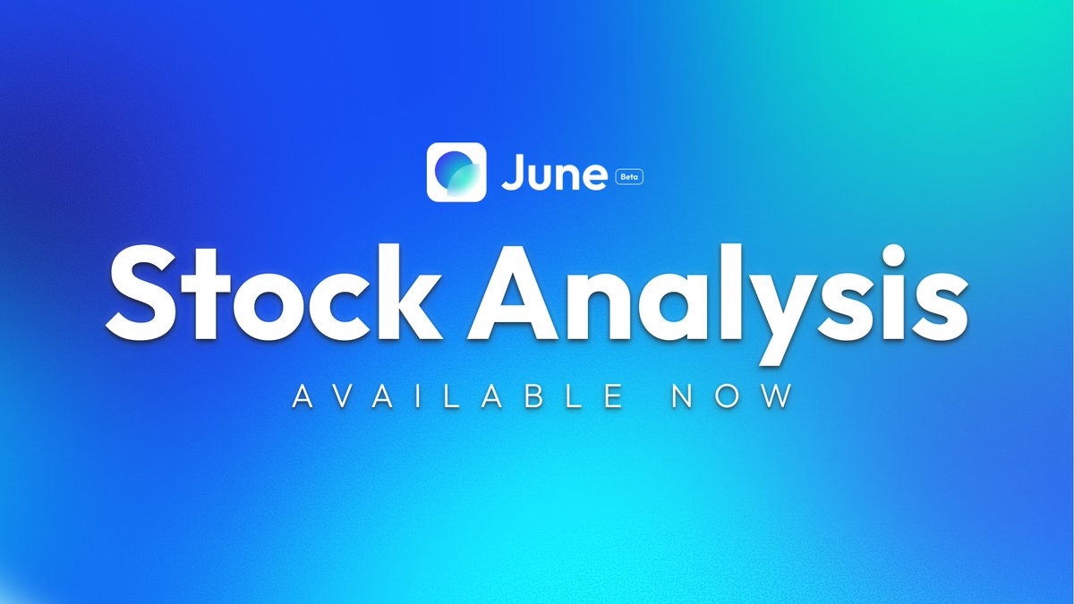 Not just Crypto… Stocks! 🧵

Fetch real-time data on stock prices, trading volumes, and recent news with the 'Stock Analysis' tool built into June.

A concise written analysis is generated with the following structure: