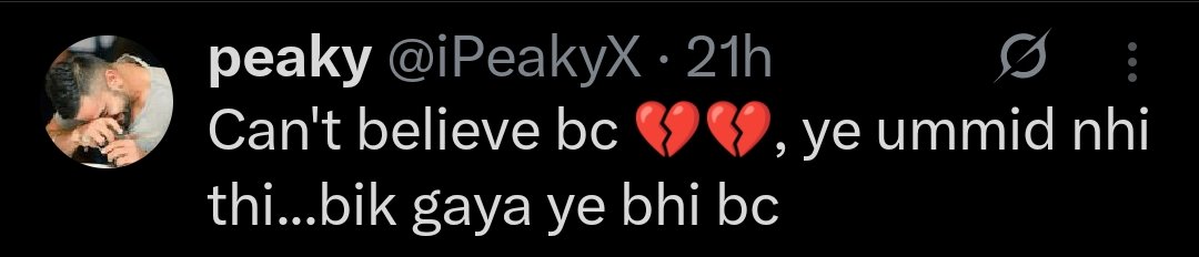 RizzV20's tweet photo. @iPeakyX Ye hasi ke peeche ka dard smjh skhta hu😞 https://t.co/YYyQaJyGN3