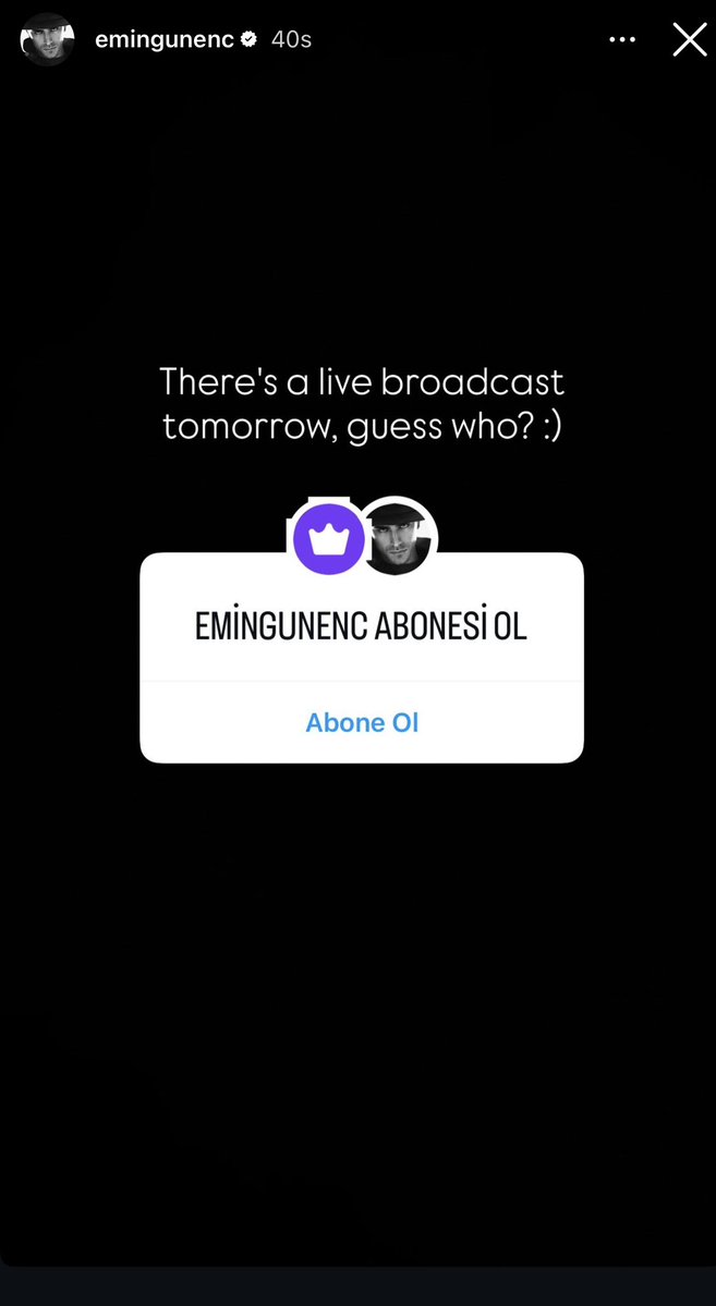 🆕 📸 Emin via IG story

“There’s a live broadcast tomorrow… guess who?” 👀

WHO DO YOU THINK IT IS? 👀

#EminGünenç #Arafta #MerTeş #Ilsudermircii