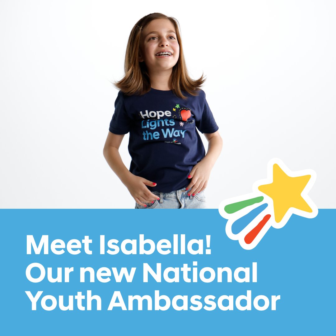 hopeonwheels's tweet photo. Say hello to Isabella, our newest National Youth Ambassador! 👋 She’ll join Jackson in spreading smiles and hope from coast to coast. Drop a 💛 to show your support. https://t.co/ZVSzTJggwN