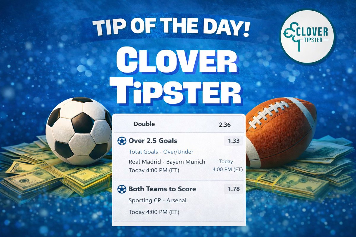 Clover1official's tweet photo. We're back, and here's a double in today's Champions League! 🔥🔥 https://t.co/qo5V5MKcRm