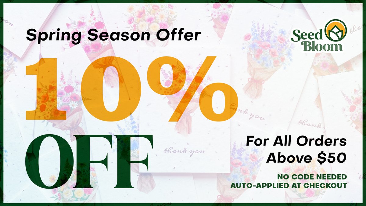 seedbloomgifts's tweet image. Save more when you shop more 🛍️ Enjoy 10% OFF on all orders above $50 — automatically applied at checkout. No codes, no hassle.

Shop now and don't miss this deal! seedbloomgifts.com

#SeedBloomGifts #PromoOffer #DiscountDeal #SaleAlert #ShopAndSave