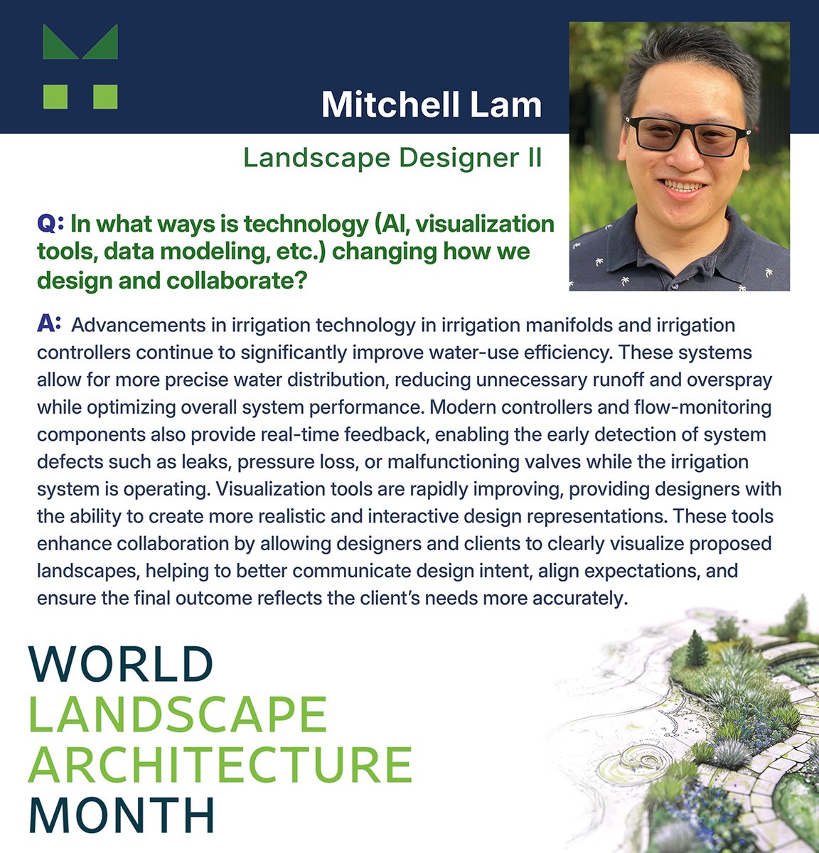 During #WLAM2026, we’re highlighting the growing role of technology in landscape design and collaboration. From smarter irrigation systems along roadways to advanced visualization tools, these innovations improve efficiency and help bring projects to life. #DesignInnovation