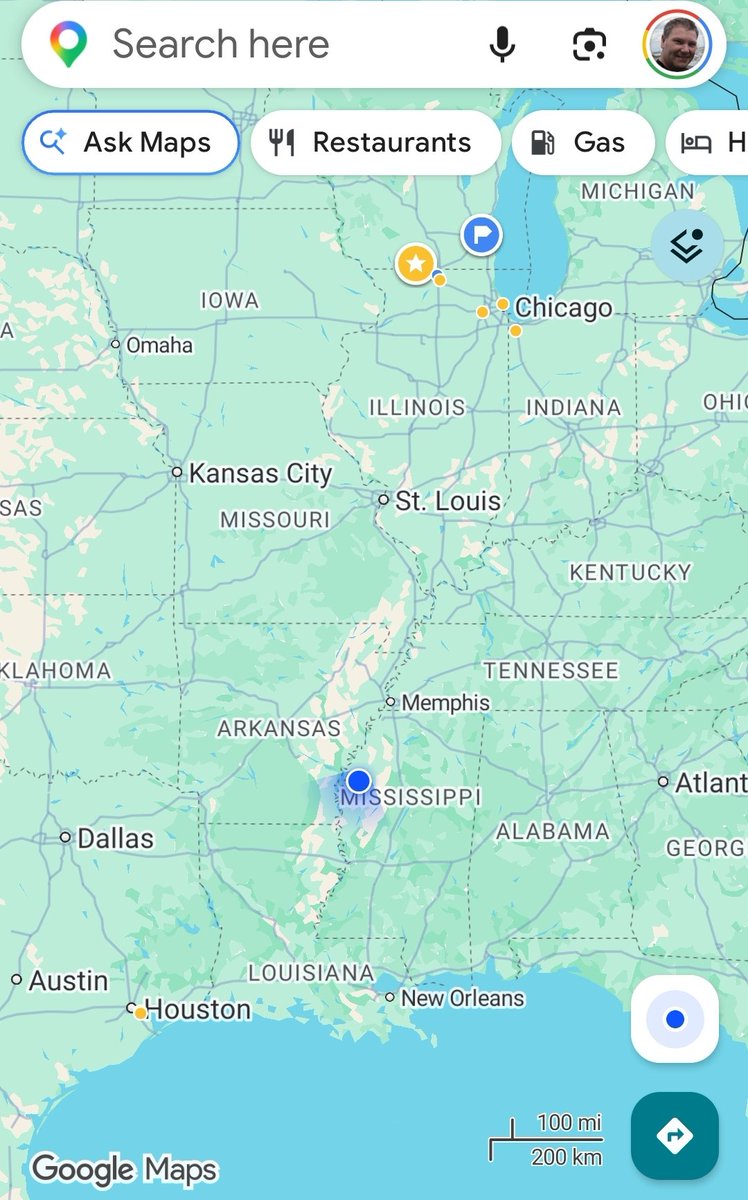 ✈️ Flew from Houston to Chicago yesterday mornin... grabbed the Car 🏎💨 drove about 4 hours South 🛣 ... woke to hit the road again this morning early 🚦 AND 5 hours ⏰️ later almost to LOUISIANA! 🐊 #GumsRoadTrip2026 BAAM! 💥