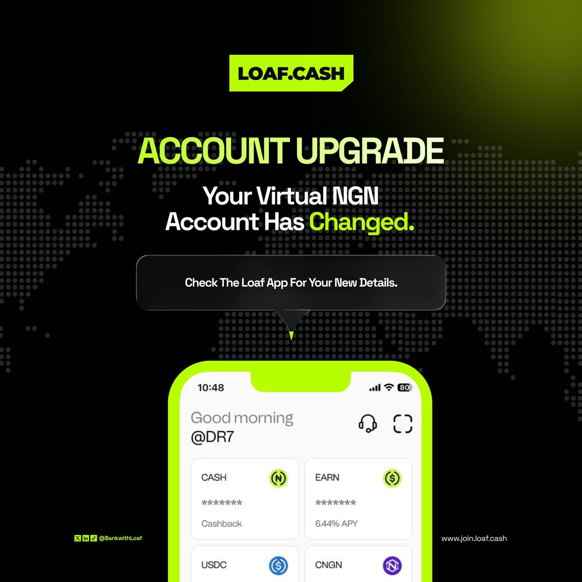 BankwithLoaf's tweet photo. We’ve upgraded your Loaf Account details. 🚨

 What you need to do:
1️⃣ Log into the Loaf app.
2️⃣ Grab your new account number from the deposit screen.
 3️⃣ Use this new number for all future transactions. https://t.co/PzZp6xo3Ox