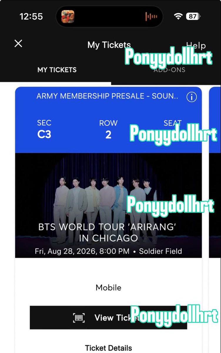 Ponyydollhrt's tweet image. WTS - two bts 08/28 vip soundcheck tickets in chicago

section: c3 
row: 2
willing to ft/ provide ID for vip benefits 
paypal f&amp;amp;f, apple cash, zelle preferred 

bts arirang world tour soundcheck soldier field illinois wtt wtb 
#BTS_WORLDTOUR 
#BTS_WORLDTOUR_ARIRANG