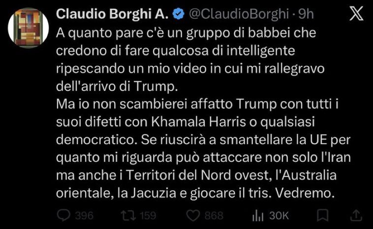 Vi sembra normale che un parlamentare che fa platealmente politica in favore dei nostri principali nemici e dello smantellamento della UE, faccia parte dell’organo di controllo sui servizi per la sicurezza del paese?
