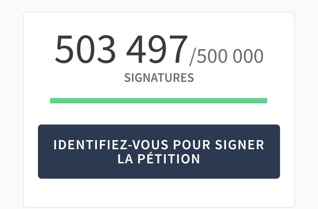 RAMONTROF0RT's tweet photo. Continuez de voter pour que même s'ils en invalident 10% ça fasse toujours les 500k !!!! https://t.co/K9ZfPBRXxz