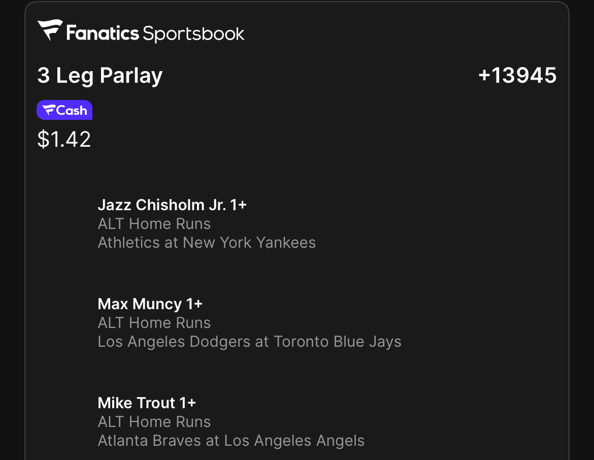 TroubleBets's tweet image. Throwing some lines in🎣🎣

#GamblingX #Parlay #MLB