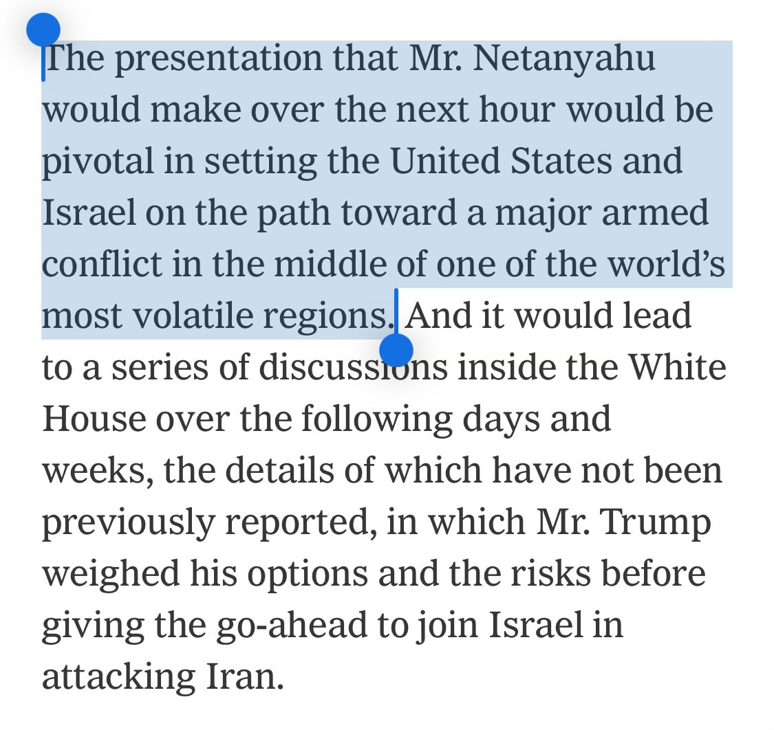 Yet another account of how integral Netanyahu was in getting Trump to go to war with Iran, this time from the NYT: nytimes.com/2026/04/07/us/…