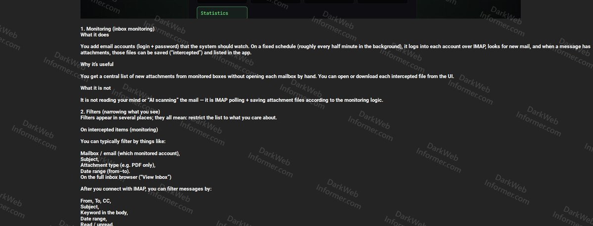 DarkWebInformer's tweet image. ‼️ Threat actor JINKUSU advertises OMNITRIX IMAP service offering email account monitoring, attachment interception, IBAN replacement in documents, and email editing capabilities via IMAP access.

The service appears designed for unauthorized access to email accounts and