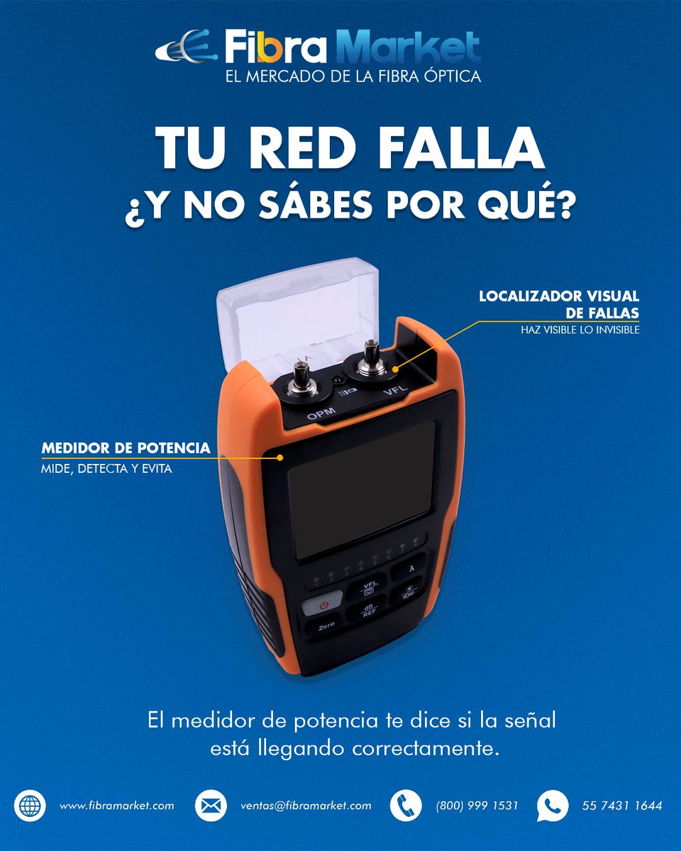 FibraMarket's tweet image. Instala, mide y diagnostica como un profesional. 📊 Conoce cuál equipo necesitas. Contáctanos para más información:

☎️ (800) 999 1531
📲 55 7431 1644
📨 ventas@fibramarket.com
🌐 fibramarket.com

#RedesDeFibra #Internet  #Telecomunicaciones   #FibraMarket  #Tecnología