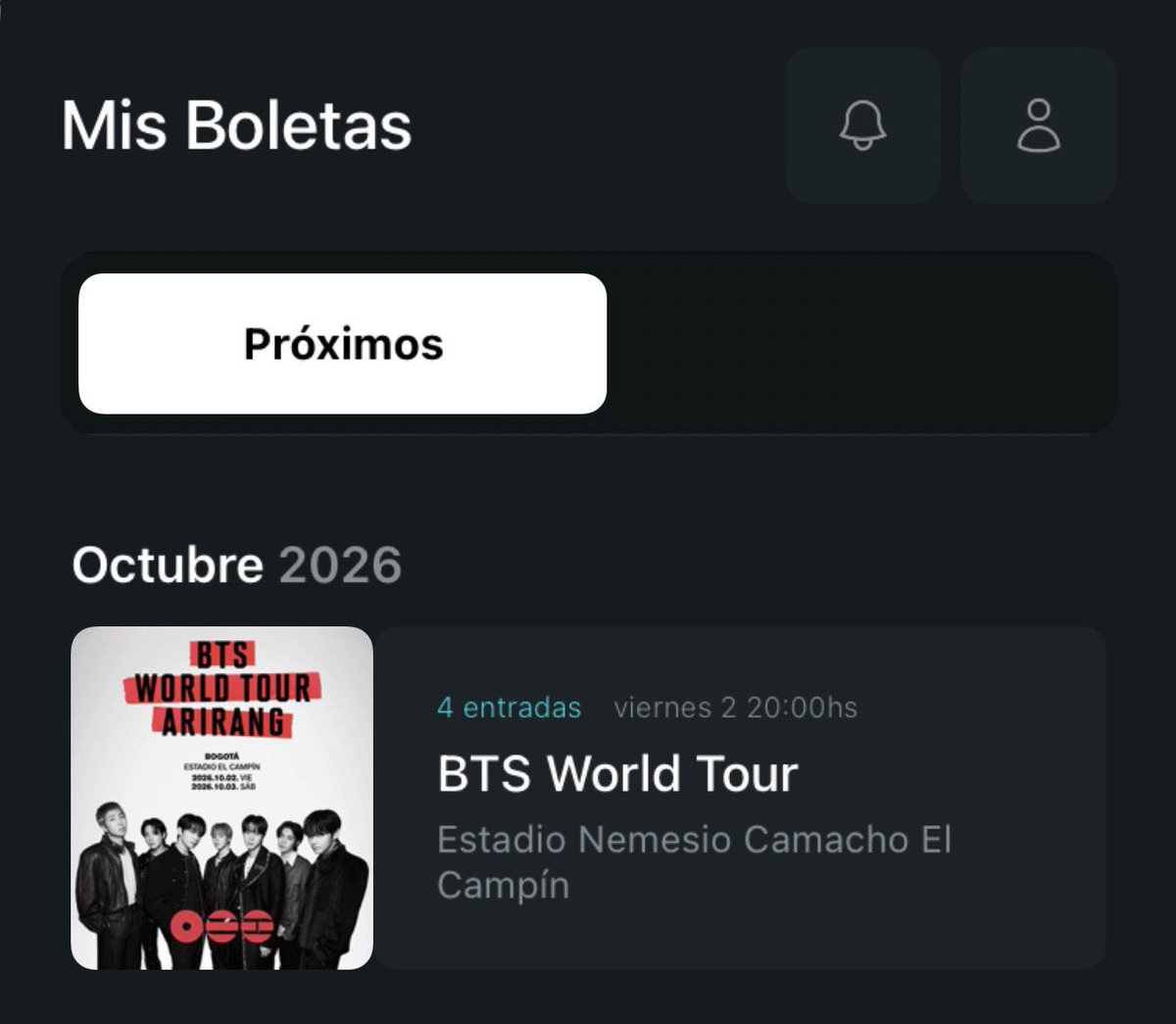 eliiroz's tweet photo. Entre a comprar las boletas, iba a comprar 3 y se me fue el dedo y compré 4 para el tour de BTS https://t.co/n73o67MwLq