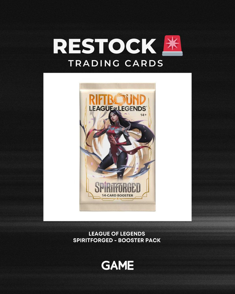 TalbotGreen's tweet photo. Restock alert 🚨 Trading Card fans, this one’s for you.
Back in stock at @GAMEdigital
Time to power up your collection and see what you pull 👀
Available in stores Friday at GAME https://t.co/GFctZTMq9X