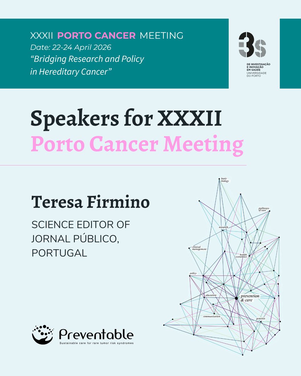 Preventable_EU's tweet photo. 🎤 Speaker Spotlight: Teresa Firmino

We are pleased to welcome Teresa Firmino, Science Editor at Público, as a speaker at the XXXII Porto Cancer Meeting.

🔗 Learn more about the event: https://t.co/L878BbIUVn

#Preventable #PortoCancerMeeting #SpeakerSpotlight https://t.co/A3YOpFR49C