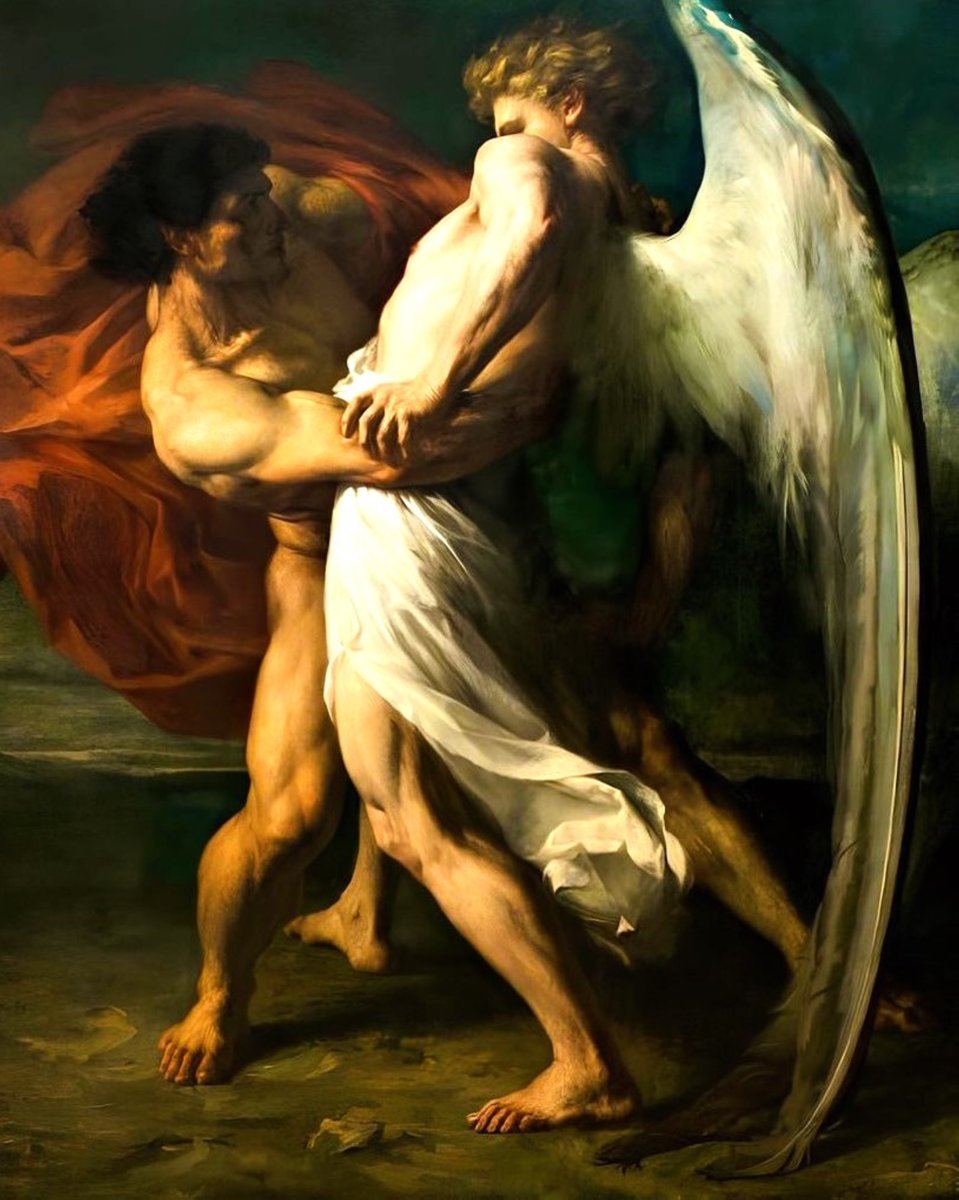 "Jacob Wrestling with the Angel" (1865) 
By Alexander Louis Leloir. 🖌️🌹
