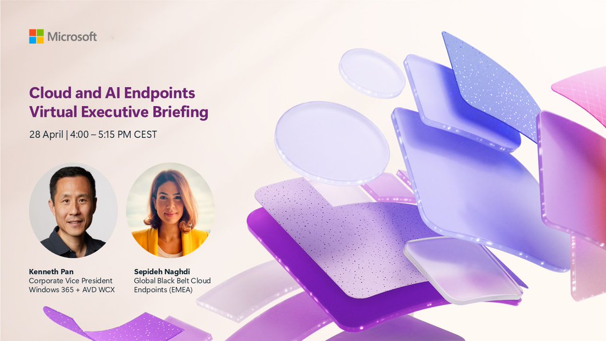 يعتمد المستقبل على السحابة. 
انضم إلى جلسة Virtual Executive Briefing مع CVP Ken Pan التي تنظمها شركة Microsoft لاستكشاف أحدث الابتكارات في Windows Cloud والذكاء الاصطناعي.
👈 بادِر بالتسجيل: msft.it/6018QND0j

#Windows365 #WindowsCloud