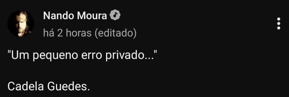 Que o Nando fica fiscalizando seus amigos para adotarem suas opiniões pessoais já não é surpresa.
Todavia, não basta estar do mesmo lado opinativo dele, vc PRECISA reagir exatamente da forma como ele quer. E detalhe, a opinião do André acerca do Guto nem se resumi a essas aspas.