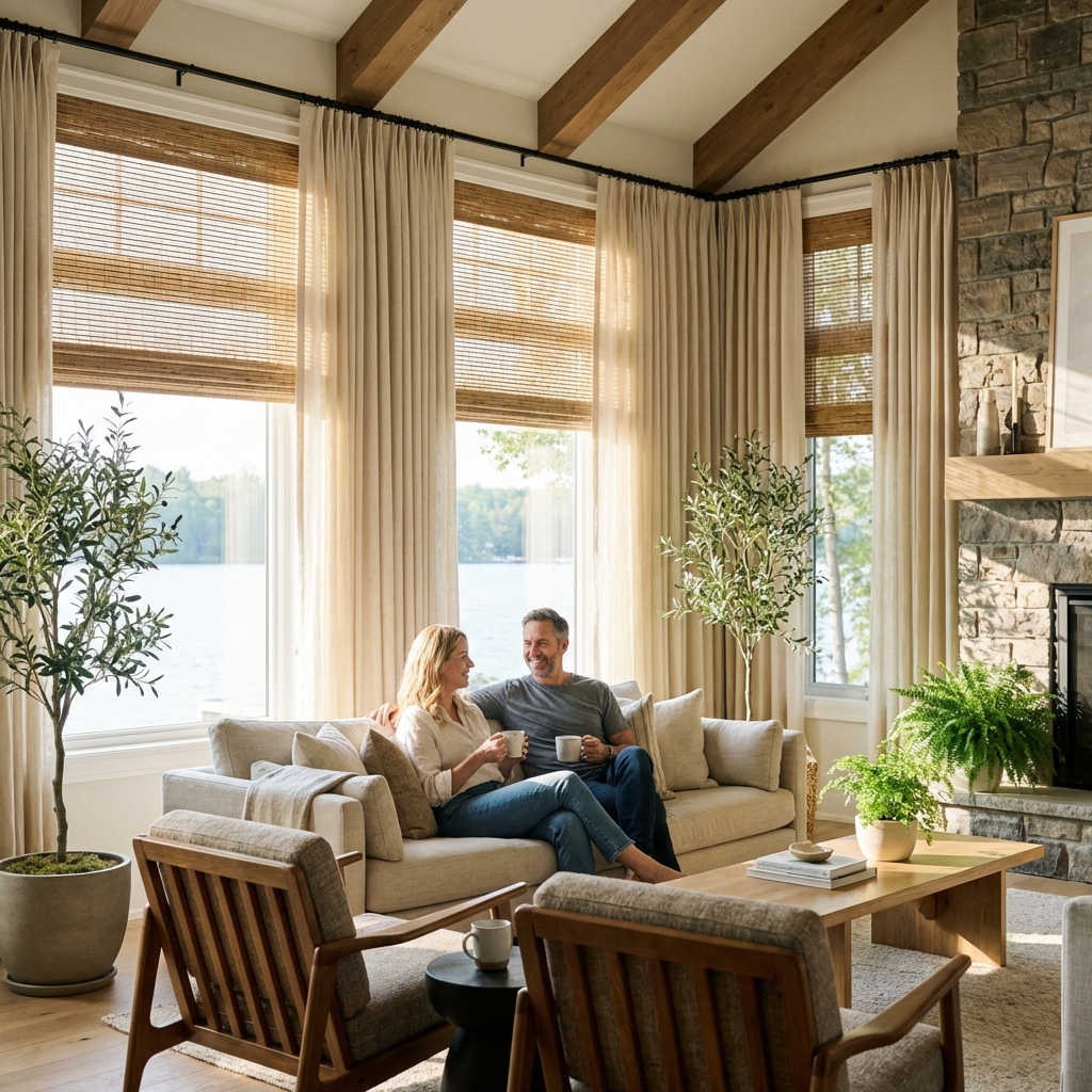 MasonsideBlinds's tweet photo. Custom blinds &amp; drapery that do more than look good—they help your space stay cool, quiet, and comfortable. Designed for Muskoka living. See the difference real expertise makes. https://t.co/ANdTCRdwRC #MuskokaHomes #WindowStyle https://t.co/DwDCYPBQFx