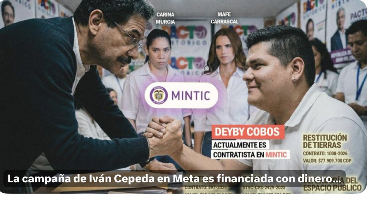 🚨🇨🇴ATENCION

La investigación de PetroLeaks revela que la campaña de Iván Cepeda en el Meta habría sido financiada con recursos públicos, lo que constituiría una grave irregularidad. Según los hallazgos, se habrían utilizado contratos estatales y estructuras institucionales para