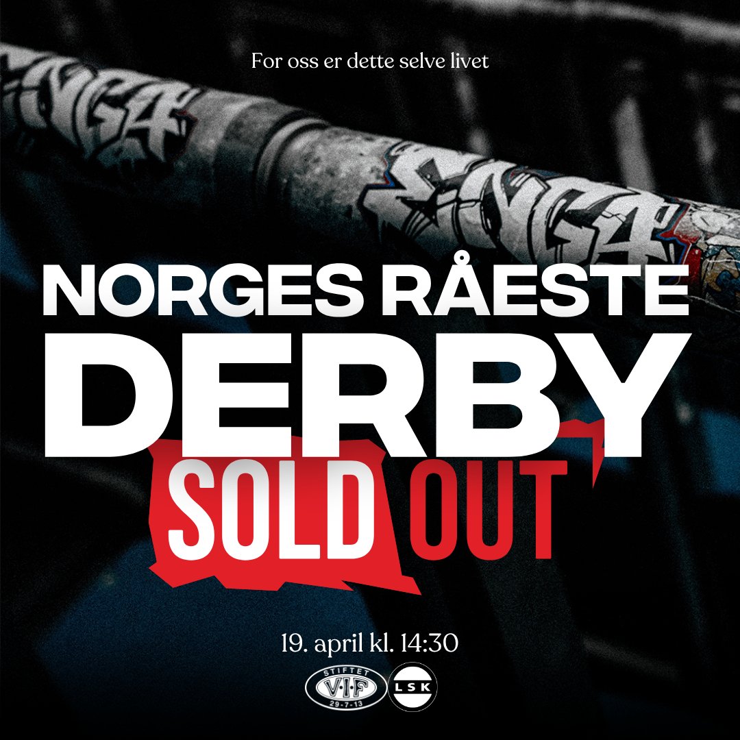 Det tok under 1 time å selge ut hele Intility Arena 🔥
vif-fotball.no/nyheter/derbye…