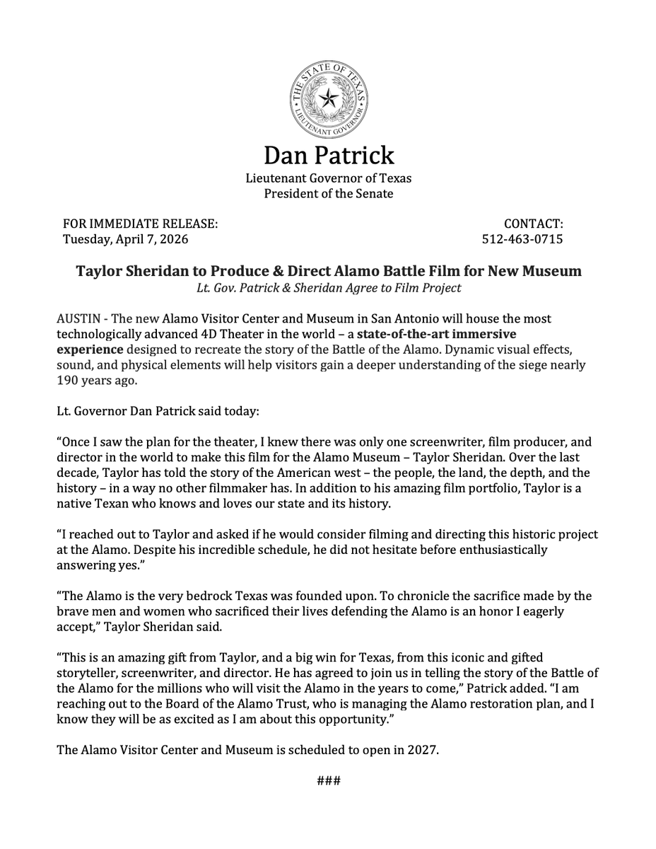 Office of the Lieutenant Governor Dan Patrick tweet media