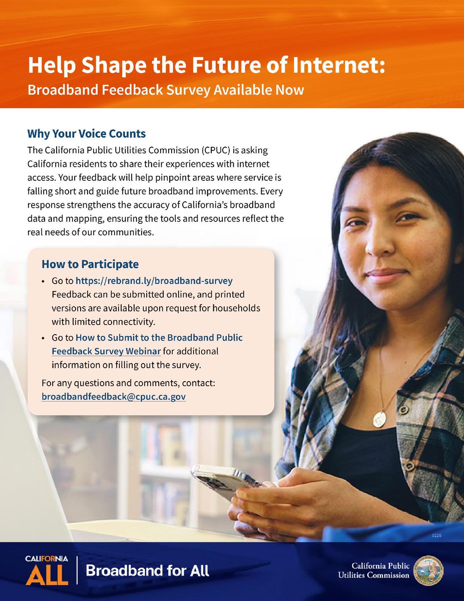 californiapuc's tweet image. Explore availability, test speed, and share feedback on California’s Interactive Broadband Map! broadbandmap.ca.gov
 #BroadbandForAll