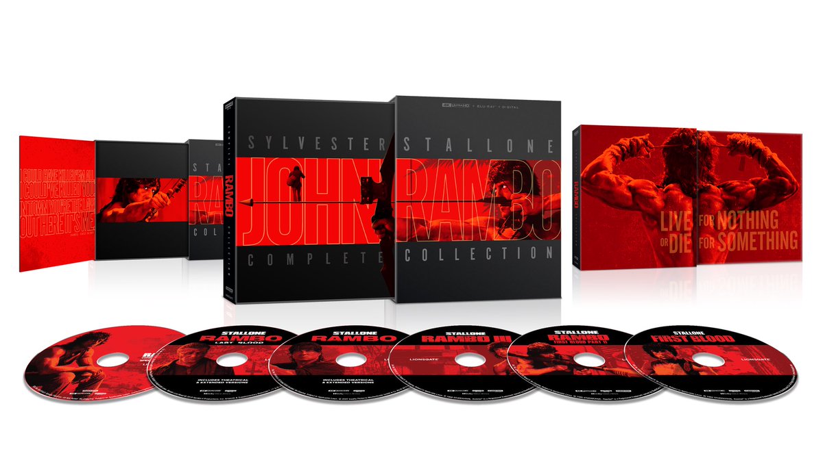 HighDefDiscNews's tweet image. /// 4K COMING SOON ///

RAMBO collection box set on 4K UHD Blu-ray is coming exclusively to Lionsgate Limited on May 26. It’ll be available to preorder on the website later today. #4K #Bluray #Rambo #LionsgateLimited @UltraHDBluray 

Here are some details. Full news story on HDDN