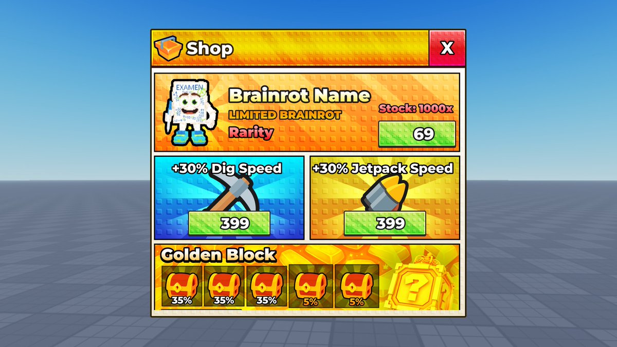 jackdoesui's tweet image. Need a UI designer for your Roblox game?

I design full game UIs: shops, menus, HUDs, everything 👇

Slots open. Discord: jackrblx
#RobloxDev #RobloxUI