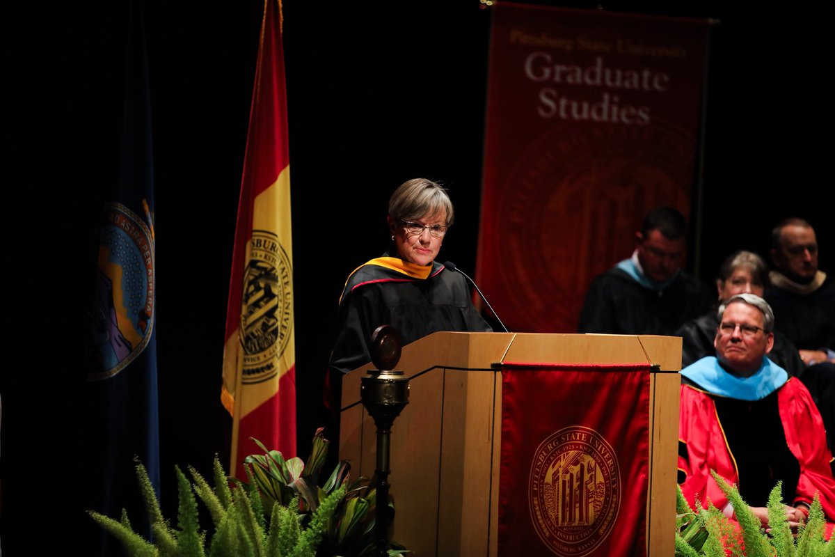 GovLauraKelly's tweet photo. Yesterday, we celebrated the investiture of Dr. Thomas Newsom as the 11th president of @pittstate. Pitt State has long been a leader in preparing students for careers, and I’m confident that will continue under Dr. Newsom’s leadership. https://t.co/KPGMmkXMH9