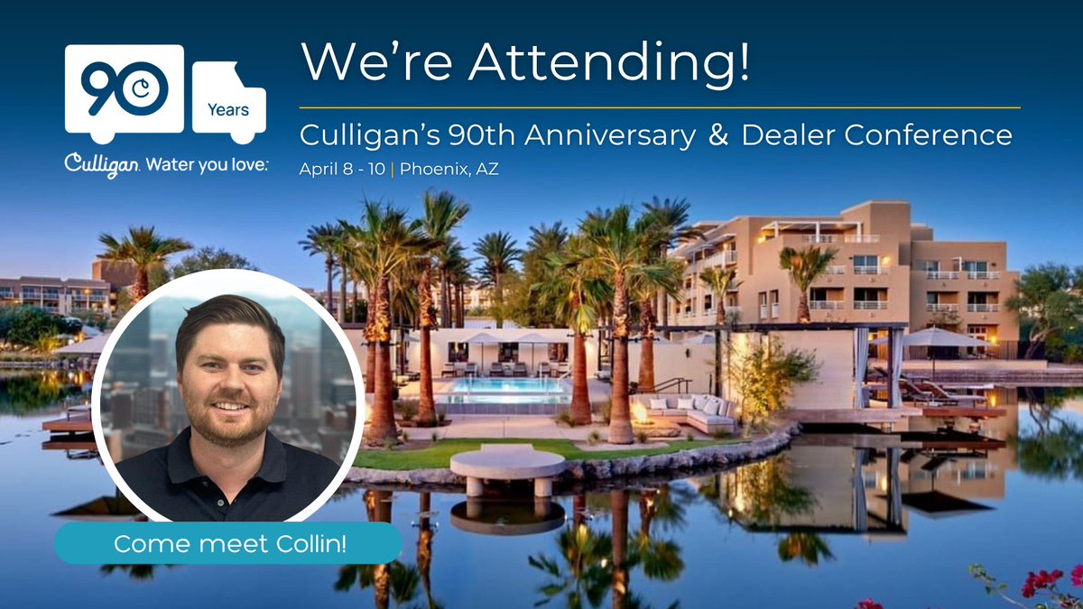 Advantage_Route's tweet photo. Advantage Route will be at Culligan's 90th Anniversary &amp; Dealer Conference this week, April 8-10 in Phoenix, AZ. Stop by our booth to learn how our software can streamline your business. Reach out if your team is heading there! https://t.co/B4VwM0iXLR