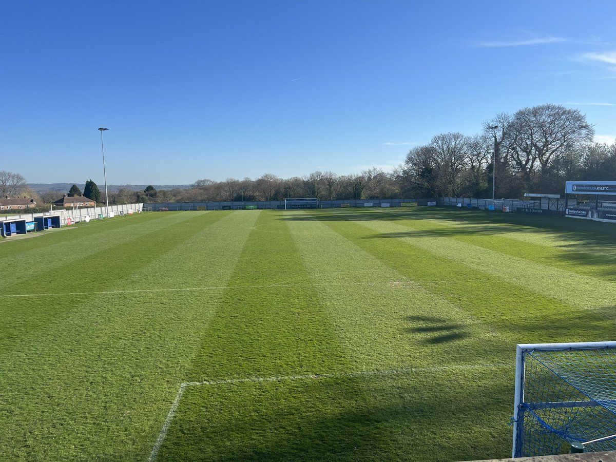 NickCollick's tweet photo. Pitch set for tonight’s cup final as we play host for the Mid sussex league. Game number 76 of season.  @CrowboroughAFC https://t.co/eoEr0uy17w