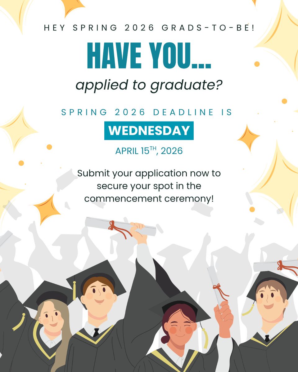 HonoluluCC's tweet photo. Hey Spring 2026 Grads-to-be 👀 this is your sign! 

Apply to graduate by Wednesday, April 15th, 2026 and get ready to walk that stage! 🎓 Learn more about graduation steps at: https://t.co/VFna7wwco0 https://t.co/bykzfMoNox