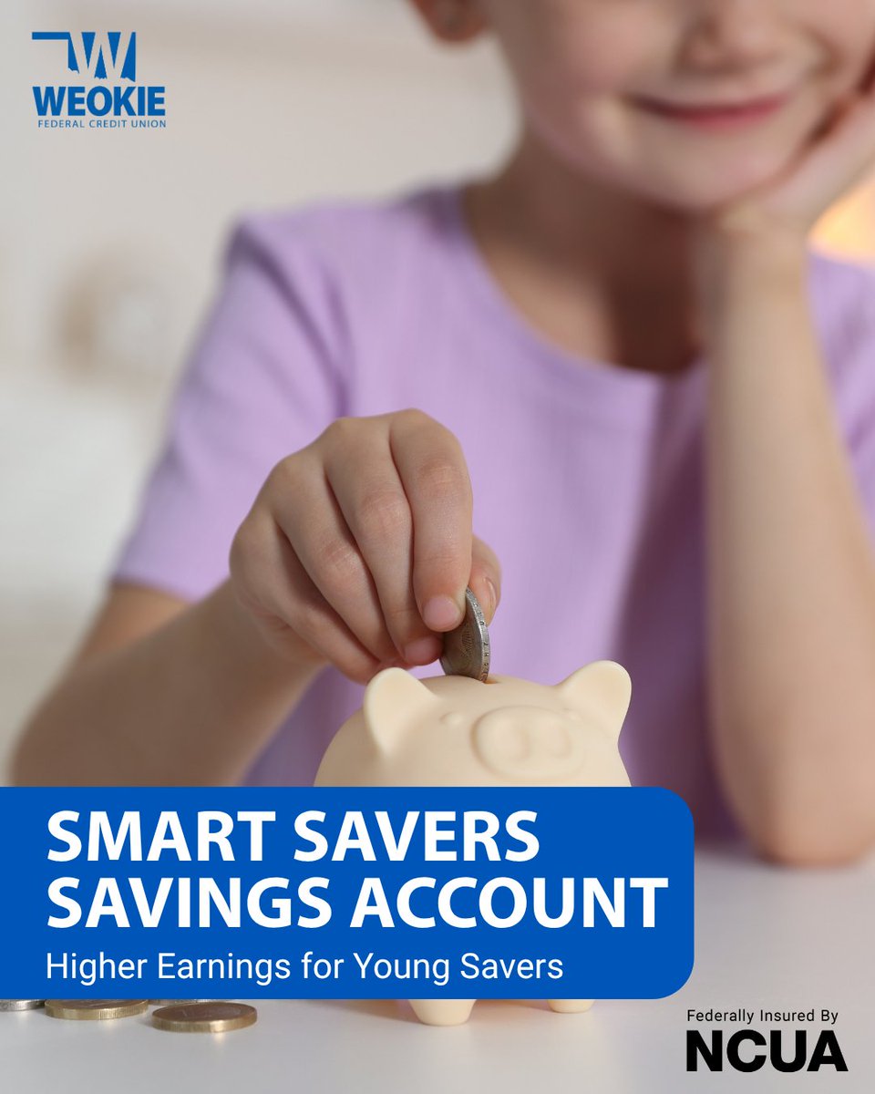 April is National Credit Union Youth Month. 💙

Help your kids build smart saving habits with a Smart Savers account—plus earn a higher yield than standard savings. 🌱

Start now. Thank yourself later. Get started 👉 bit.ly/4bI2j67