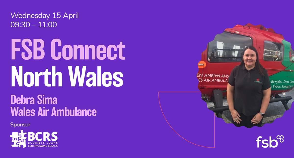 FSBNorthWales's tweet image. ⏳1 week to go! Have you booked yet?⏳

Join #FSBConnectNorthWales at Coleg Cambria Business School on 15 April. Connect, network &amp;amp; grow 🤝

🎤 Hear from Wales Air Ambulance

👉 go.fsb.org.uk/4lHzytH

📅 15 April |🕤 9:30-11am | 🗺️ Northop

#BusinessNetworking