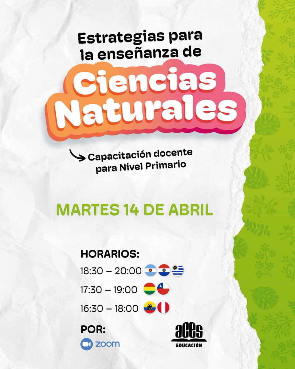 🔬🌱 La curiosidad es el punto de partida.

Docente, te invitamos a la capacitación de este martes 14, donde compartiremos herramientas pedagógicas para acompañar tus clases de ciencias desde la indagación 🧪📘

🔗 Inscríbete aquí: us06web.zoom.us/meeting/regist…