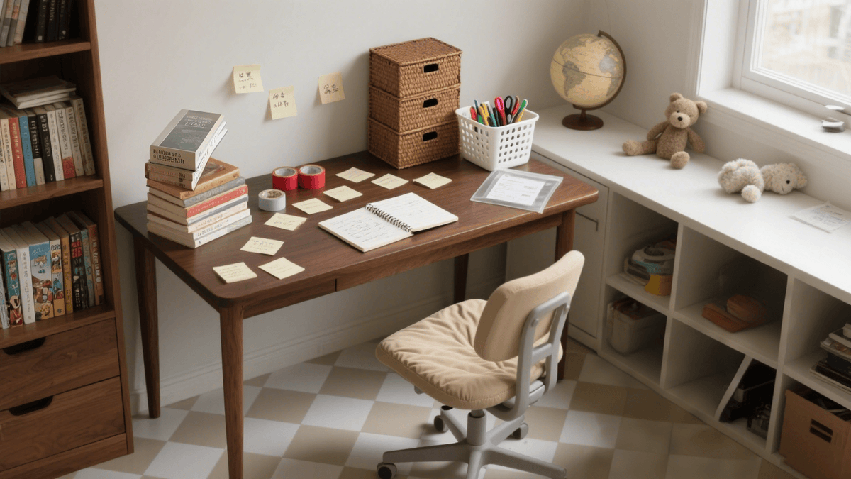 glaessner1's tweet photo. "Level up your desk setup for focus u0026 joy!  Minimal clutter, warm lighting, and a tiny plant = productivity magic. Swipe to see how we styled a cozy, efficient workspace today! #DeskGoals #WorkFromHome #OfficeInspo" https://t.co/cd3wVc4smS
