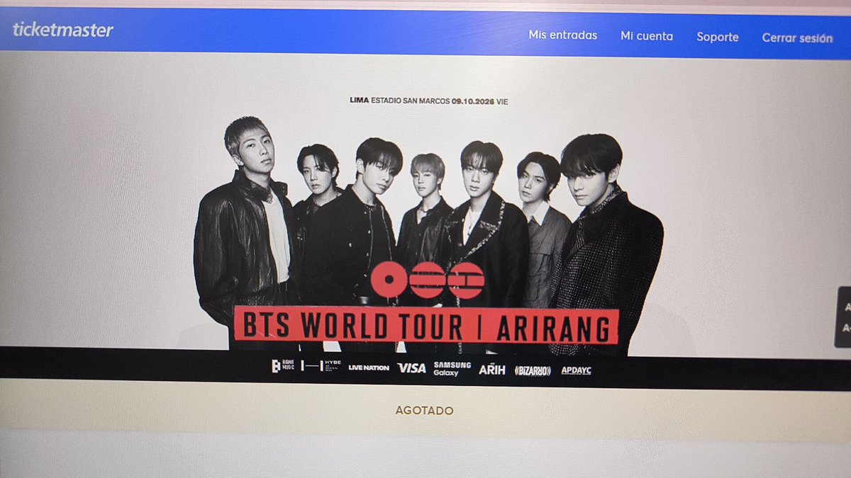 armykonic's tweet photo. #ticketmaster #peru se agotó para viernes 😭 https://t.co/XRUBzrG0bV