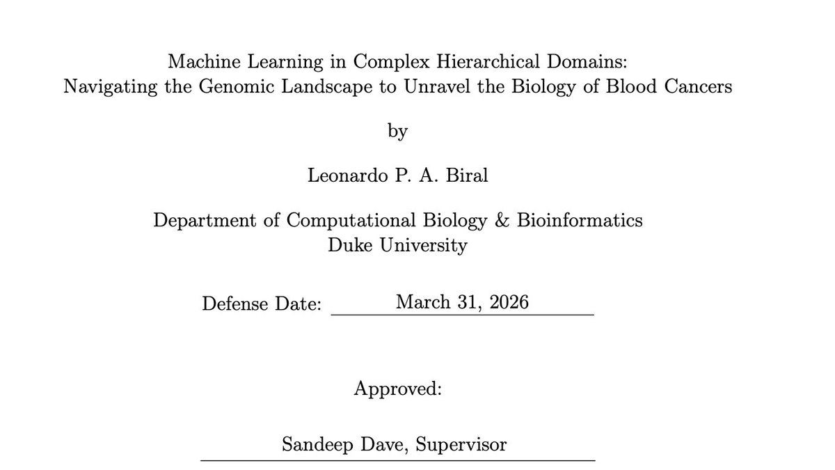 leobiral's tweet image. Happy to announce that I successfully defended my PhD thesis in Computational Biology &amp;amp; Bioinformatics at Duke

Grateful for the incredible support of my advisor Dr. Sandeep Dave, collaborators, labmates, friends, and family during this journey!

#PhDone