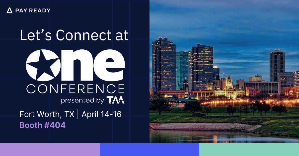 pay_ready's tweet photo. We’ll be at TAA ONE in Fort Worth, TX! 🤠

Excited to connect with multifamily professionals, share ideas, and talk through what’s next for smarter recovery and stronger performance.

If you’re attending, be sure to make Booth #404 one of your first stops on the trail. 🌵

#PayReady #TAAOne #Multifamily #PropTech #ResidentRecovery #AI #Automation #NOI #SmartTech