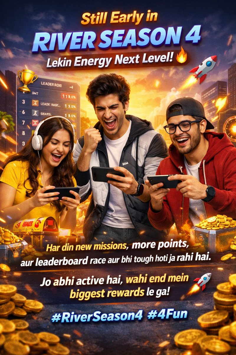 Rashidwatt39297's tweet photo. Still early in $River Season 4, lekin energy next level π₯
Har din new missions, more points, aur leaderboard race aur bhi tough hoti ja rahi hai.
Jo abhi active hai, wahi end mein biggest rewards le ga π
#RiverSeason4 #4Fun https://t.co/7EjO124Xtf