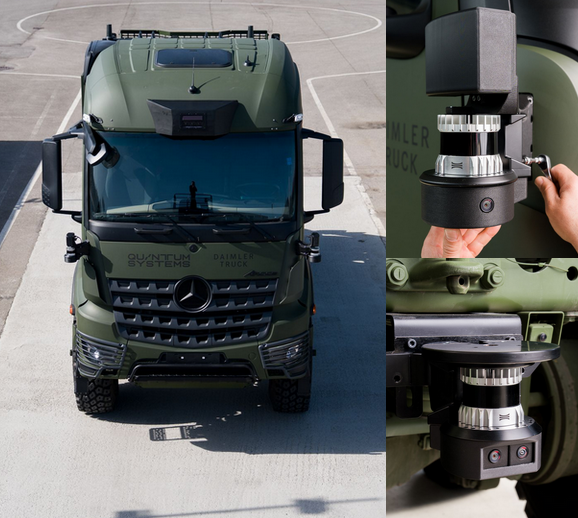 CUAS_NEWS's tweet image. 🇩🇪 Quantum Systems (@quantumdrones) integrated Ground Autonomy Kit onto Daimler Truck. 

"With the MOSAIC Ground  Autonomy Kit, existing military trucks become unmanned-capable and are  integrated into MOSAIC UXS, the same software that already orchestrates  our aerial systems