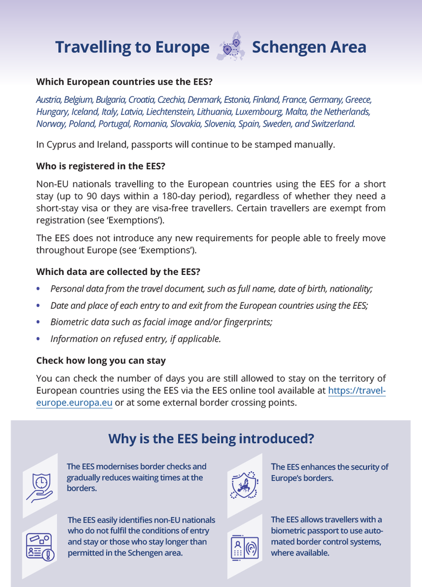 PLinCanada's tweet photo. 📣 EES - The Entry/Exit System is the European Union’s new border management system for registering non-EU nationals entering the EU for short stays.

🗓️ From 10 April 2026, the system will be fully operational.

🔗 To learn more about the EES, visit:  https://t.co/cJ7GjBuecf 

#TravelToEurope