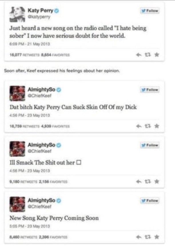 hznrap__'s tweet photo. The Chief Keef/Katty Perry was too funny 

You had to be there 😭 https://t.co/SPZRdMGotl