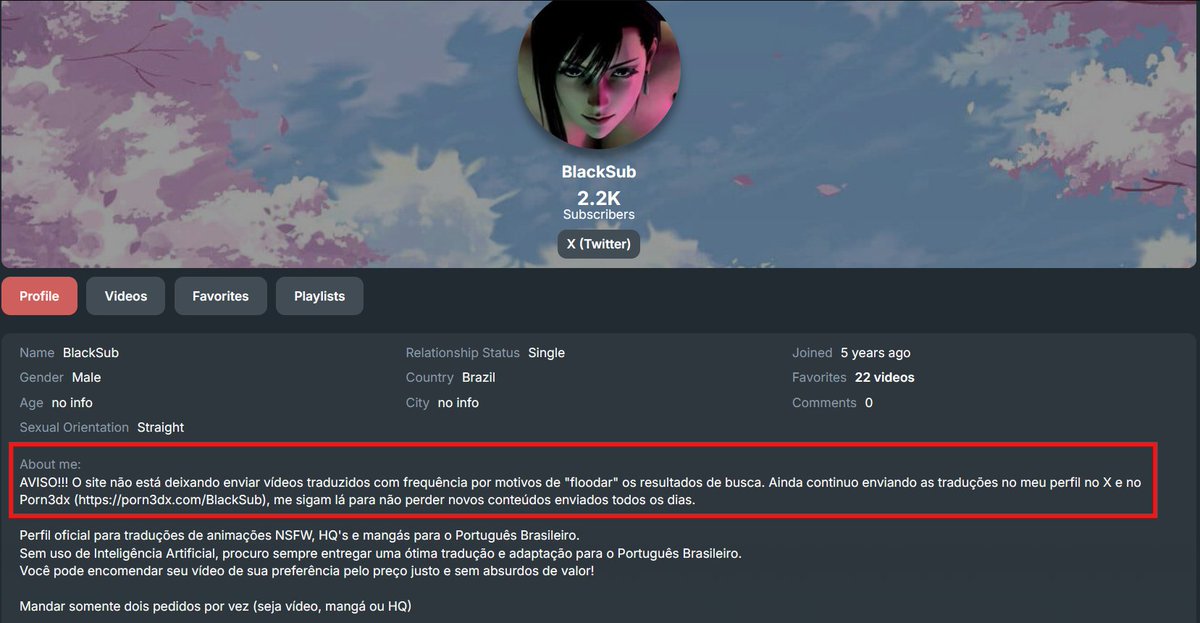 Atualizei a descrição da minha página no rule34. Sinceramente não entendo o ADM desse site, ele aceita uns vídeos e outros não, tem vídeo que envia e é apagado, no dia seguinte envio o mesmo vídeo e é aceito, vai entender. Hoje enviei 3 vídeos e foram excluídos na hora. :/