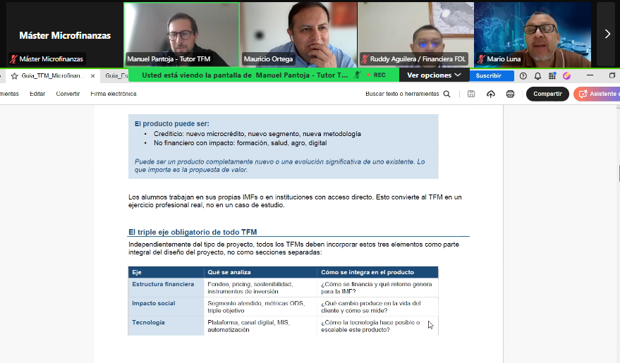 Microfinanzas_C's tweet photo. Hoy hemos celebrado un webinar clave centrado en el Trabajo Fin de Máster (TFM), una de las etapas más importantes del programa.

El objetivo: llegar a julio con propuestas de calidad, competitivas y con impacto real, capaces de generar mejoras sociales sostenibles.

¡A por ello! https://t.co/LZmKtItvKt