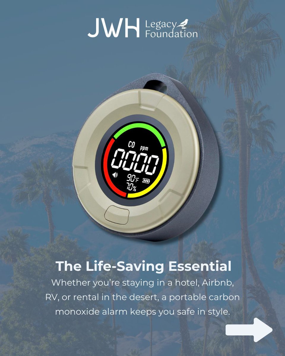 JohnnyHeathcoFD's tweet image. Not sure what to pack for @Coachella? 🌵

Sunscreen, portable chargers, and water bottles are basic essentials…but here’s something you don’t want to forget: a portable #carbonmonoxide alarm.

Download our Safe Travel Checklist before you go: jwhlf.org/wp-content/upl…

#coachella