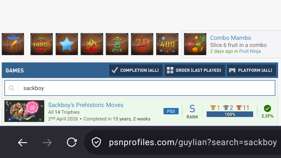 PSN_guylian's tweet image. 100% - Sackboy Prehistoric Moves.

Another great game by @mediamolecule 👏🏻

After 15 years, 2 weeks and 4 days, I've finally earned the 100%. Thanks a lot to my brother for playing with me and helping me earn my last few trophies 😅❤️. 

#Sackboy
#PS3
#PlayStationTrophy