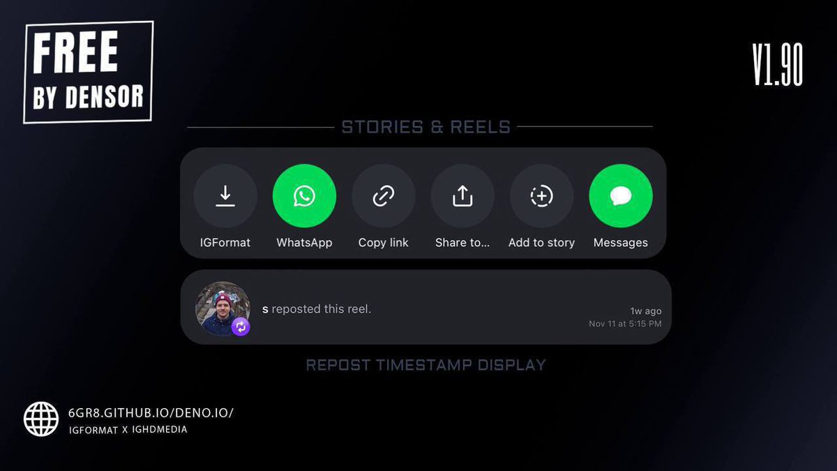 cydia_mriphone's tweet image. تحديث اداه  
IGFormat
تدعم 15 واحدث
مجانية/سورس/  6gr8.github.io/deno.io/
تخص الانستغرام تضيف مميزات مثل ازالة الاعلانات
- تنزيل ثابت للموسيقى من الملاحظات
تشغيل الصوت في الخلفية
حفظ الصوت ومميزات كثيرة
إعدادات معاد تصميمها بالكامل واجهة المستخدم
يتبع
- اصلاح الزمني الثابت للبكرة