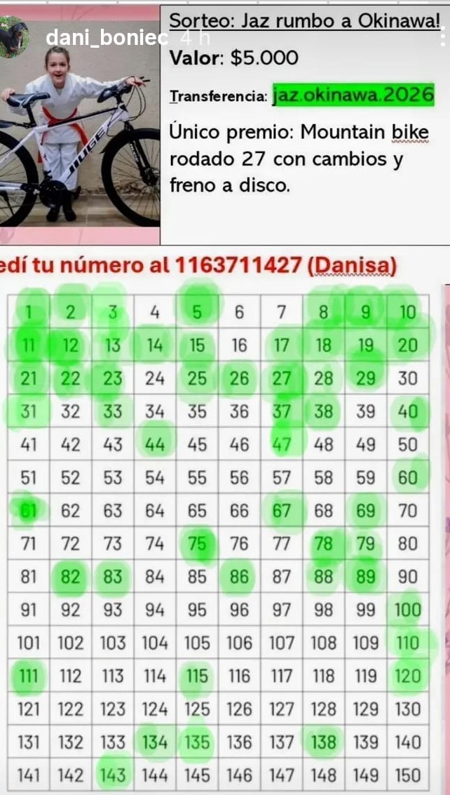 MartinDPadua's tweet photo. Actualizando los números que quedan. Los marcados en verde ya se fueron. No te quedes sin el tuyo. Podés ganarte tremenda bici!!!! https://t.co/q7heUlScFo